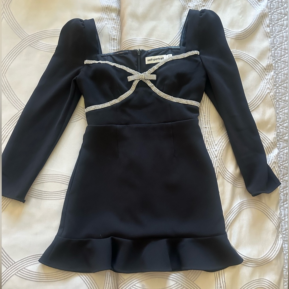 Self-Portrait Black Dress with Silver Accents - Picture 2 of 8